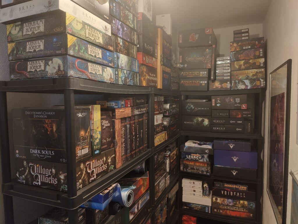 Die immer weiter wachsende Brettspiele-Sammulung eines Gamers